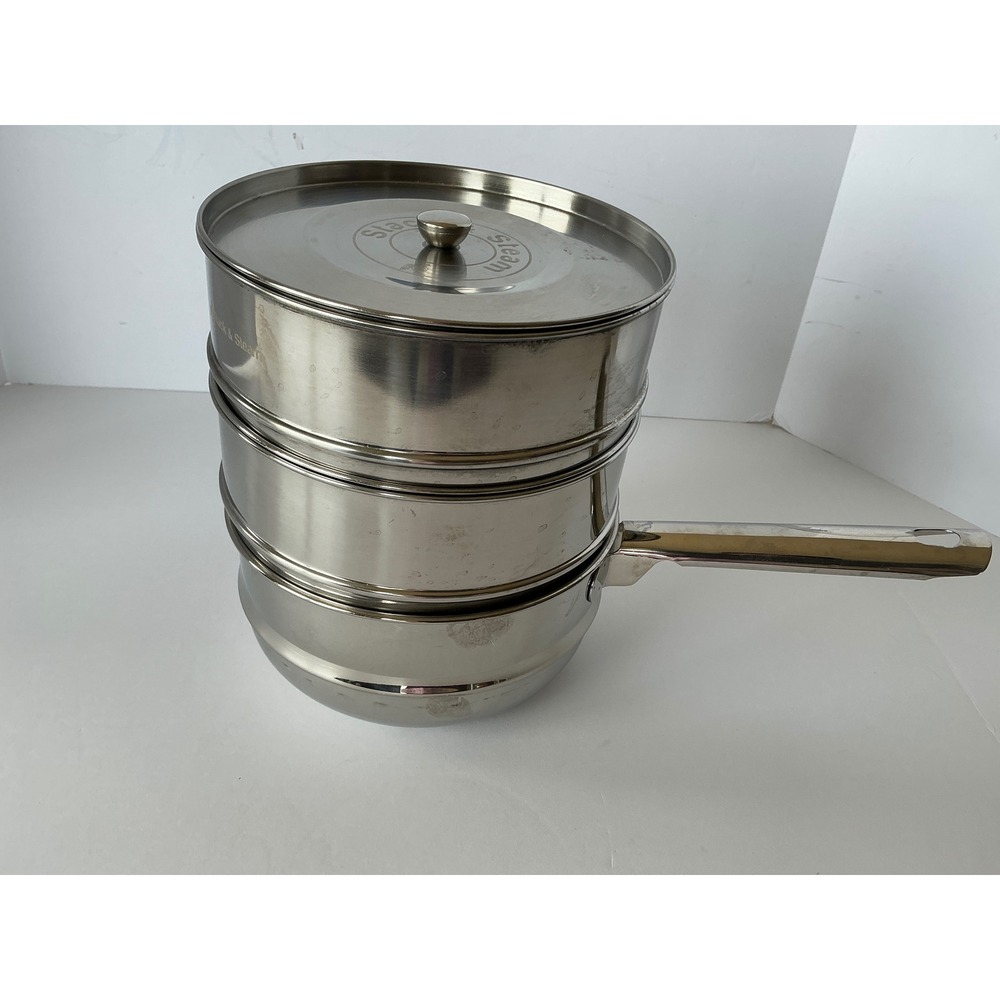 Stack & Steam Stainless Steel Multi-Tier Vegetable Steamer Set 8 Inch Silver